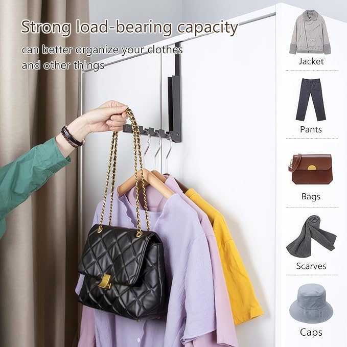 2 Pack Over The Door Drying Rack,Over The Door Hanger Folding Clothes Drying Rack,Foldable Portable Over The Door Hooks Hanger,Collapsible Folding Over Door Clothes Drying Laundry Hooks