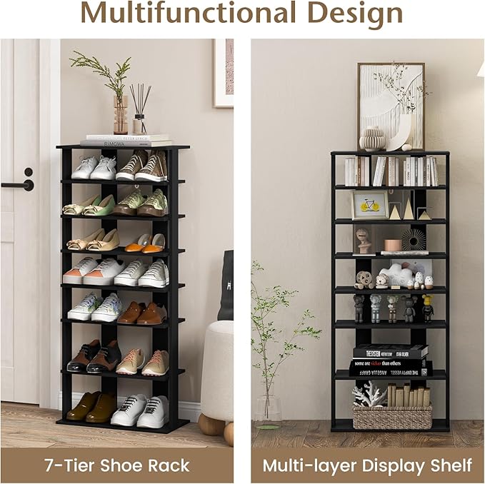 Tangkula 8-Tier Vertical Shoe Rack, Space-Saving Corner Shoe Organizer for 14 Pairs, Narrow Shoe Storage for Entryway, Front Door, or Closet-NeatNest