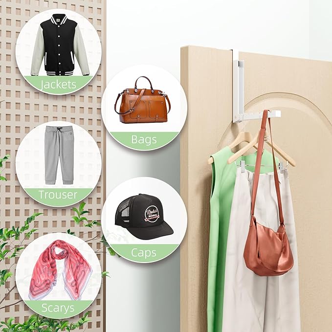 Over The Door Hooks 4 Pack,Over The Door Hanger Hook,Folding Over The Door Drying Rack for Laundry,Coat Rack,Compact Small Space Foldable Portable