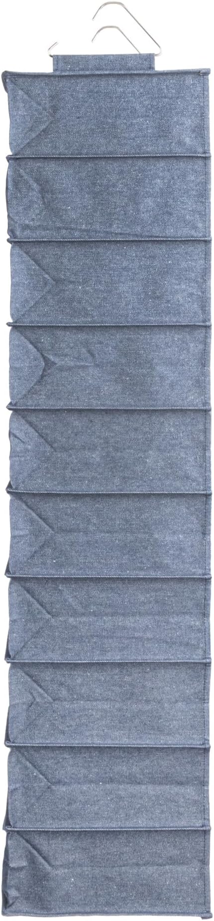 Household Essentials Hanging Narrow Cotton Blend and Plastic Closet Organizer with 10 Storage Shelves, Denim-NeatNest