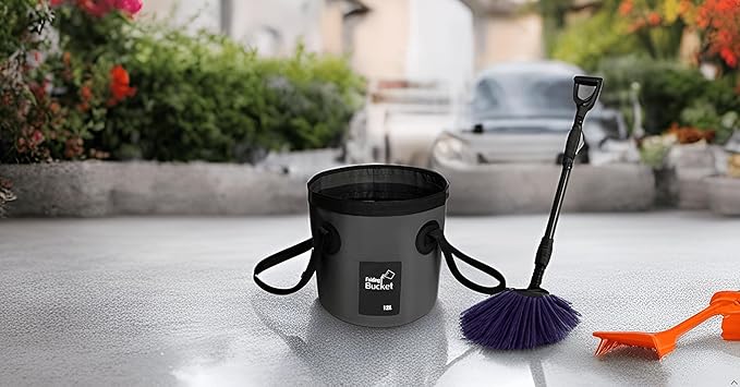 BANCHELLE Collapsible Bucket Water Container Portable Folding Camp Wash Basin for Outdoor Traveling Hiking Fishing Car Washing Gardening Camping (Black, 12L)-NeatNest