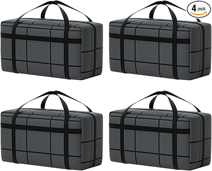 4 Pack 90L Large Storage Bag, Heavy Duty Moving Bag, Large Tote Bag, with Sturdy Handle & Zipper, for Storage & Moving
