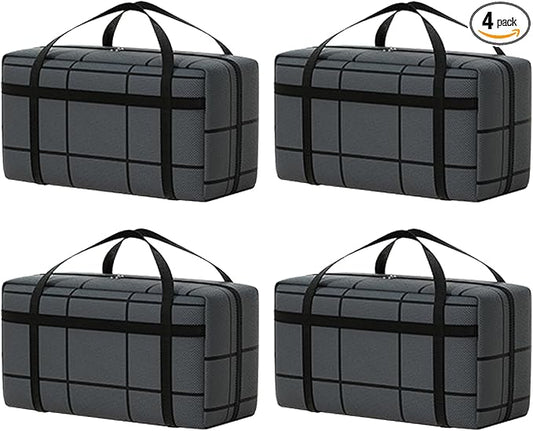4 Pack 90L Large Storage Bag, Heavy Duty Moving Bag, Large Tote Bag, with Sturdy Handle & Zipper, for Storage & Moving