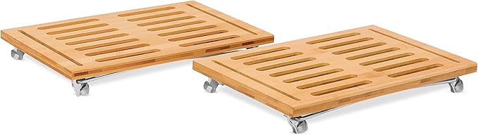 Internet's Best - Stacking Utility Shelf - Bamboo - 2 Shelves - Kitchen Cabinet Closet Organizer and Storage - Small-NeatNest