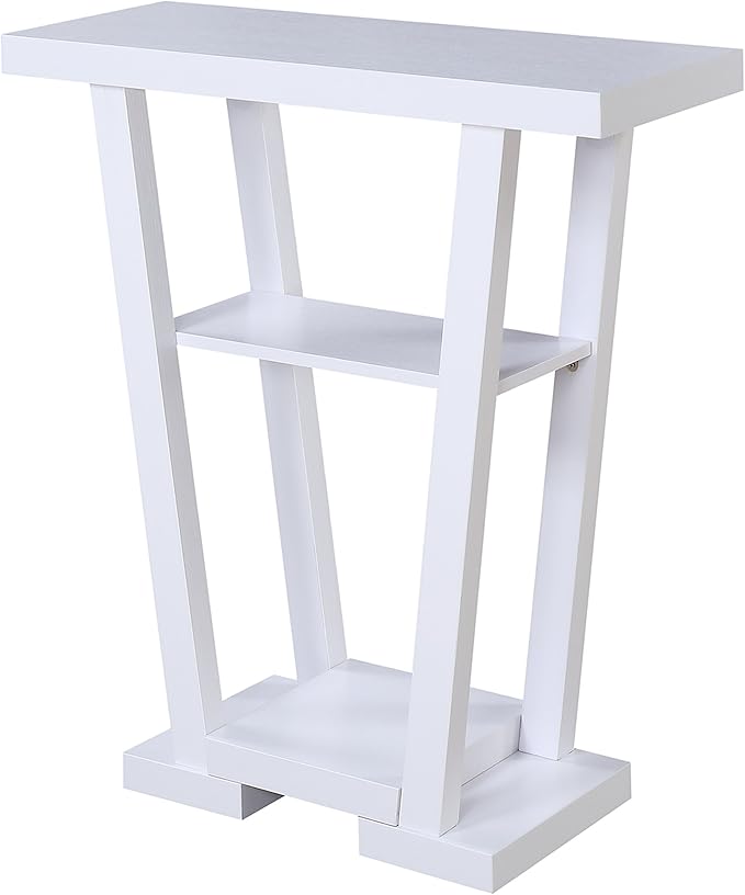 Convenience Concepts Newport V Console Modern Sofa Storage Shelves, Narrow Entryway Hall Living Room, Display Accent Table, 31.5", White-NeatNest