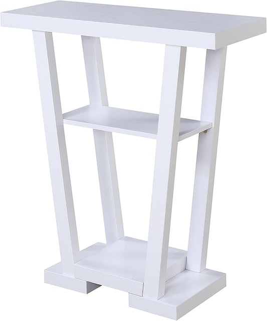 Convenience Concepts Newport V Console Modern Sofa Storage Shelves, Narrow Entryway Hall Living Room, Display Accent Table, 31.5", White-NeatNest
