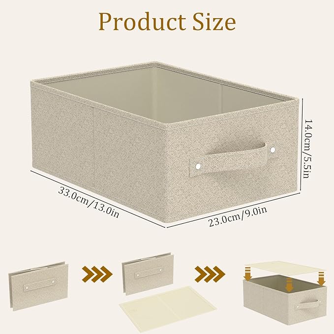 Collapsible Wardrobe Organizer, Storage Boxes for Organizing Home, Fabric Cube Baskets, Office and Closet, Grey and Beige, 2 Pack, 13.0x9.0x5.5in-NeatNest