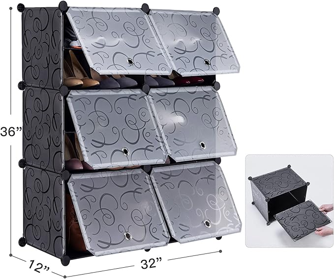 Shoe organizer Cabinet,24 Pair shoe rack organizer closet, DIY Narrow Standing Stackable Space Saver Shoe Cabinet with Doors-NeatNest