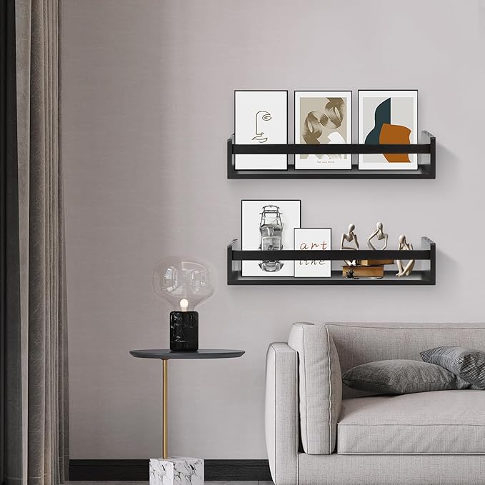 Gneric Floating Shelves for Wall, Black Nursery Book Shelves, 23.6 inch Kids Bookshelf, Wall Shelves for Living Room Bedroom Decor,Kitchen Spice Rack,Bathroom Storage Rack-NeatNest
