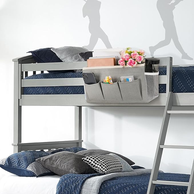Bedside Storage Caddy/Bedside Hanging Storage Bag for Headboards Bunk Beds Dorm Rooms Book Phone Magazine Holder (New Grey)-NeatNest
