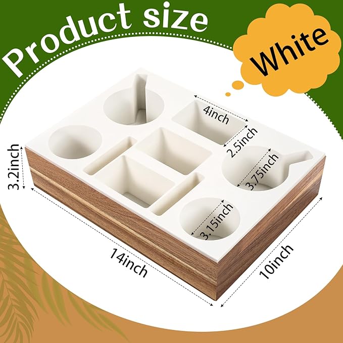 Yerliker Couch Cup Holder Tray, Silicone Couch Caddy Waterproof Anti-Spill Sofa Cup Holder for Sofa Bed Car Seat Organizer, Christmas Hold Mugs, Drinks, Snacks, Phones, Remotes(White,Acacia)-NeatNest