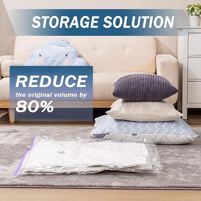 10 Pack 80% Space Saver Vacuum Storage Bags with Hand Pump, Sealer Clothes Storage for Travel, Clothing, Luggage, Blankets, Comforters, Saving More Closet Space (10-Jumbo)-NeatNest