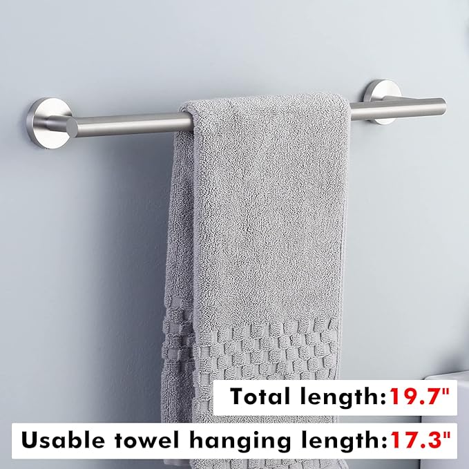 KES 17.3-Inch Towel Bar for Bathroom, Hand Towel Holder, Bathroom Towel Rack Wall Mount SUS304 Stainless Steel Brushed Finish, Total Length 19.7 Inch, A2000S50B-2
