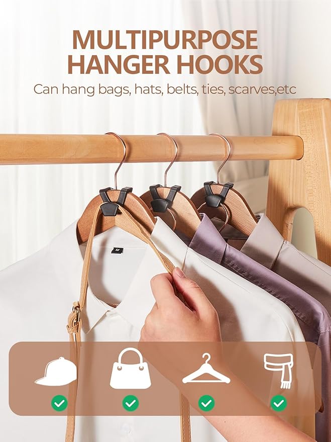 HOUSE DAY Space Saving Hanger Hooks 20 Pack, Black Clothes Hanger Connector Hooks, Heavy Duty Hangers Hook Space Saver, Sturdy Hangers Connector Hook, Premium Cascading Space Saver for Closet-NeatNest