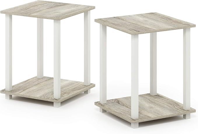 Furinno Simplistic Set of 2 End Table, Sonoma Oak/White-NeatNest