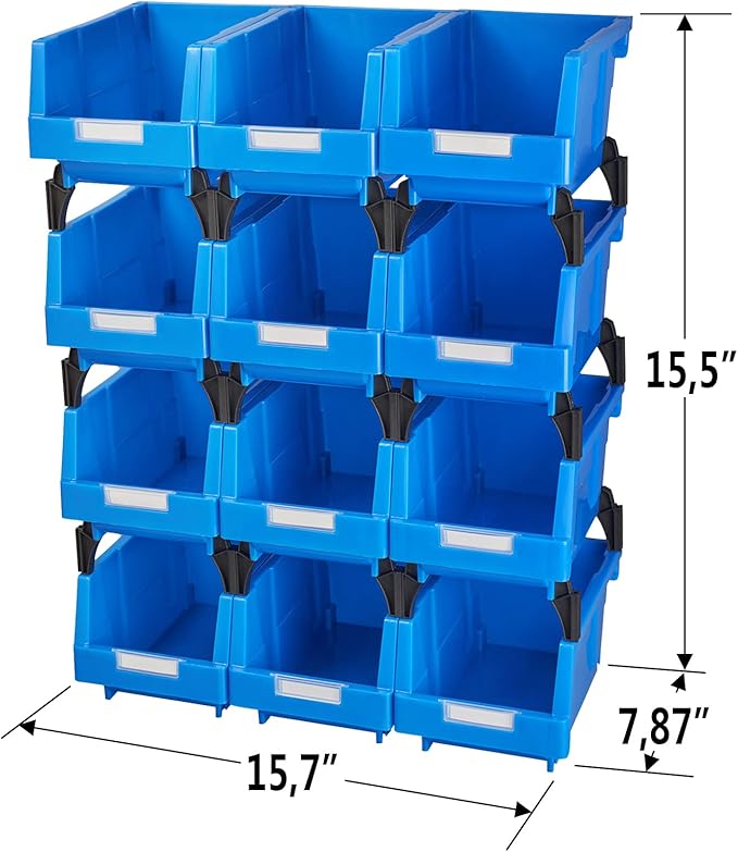 Hardware Storage Bins for Garage&tool room(Yellow,pack of 12)