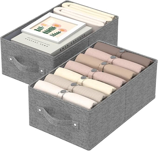 Collapsible Storage Boxes, Fabric Laundry Bins, Cube Baskets for Organizing Home, Office and Closet, Grey, 2 Pack, 16.1x9.8x6.4in-NeatNest