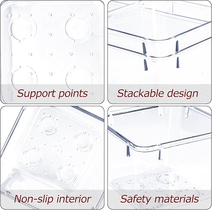 4 PCS Clear Plastic Drawer Organizer, Desk Drawer Divider Organizers and Storage Bins for Makeup, Jewelry, Gadgets for Kitchen, Bedroom, Bathroom, Office (9.0"x3.0"x2.2")-NeatNest