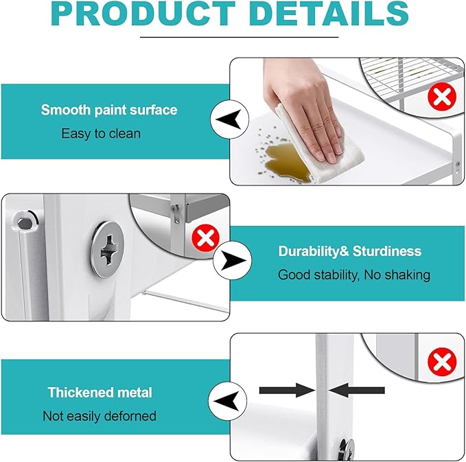 Expandable Cabinet Shelf, Lengths Adjustable Shelf Organizer Riser, Metal Space-Saving Cupboard Organizers for Kitchen Cabinet Pantry Cupboard Under Sink Countertop, White-NeatNest