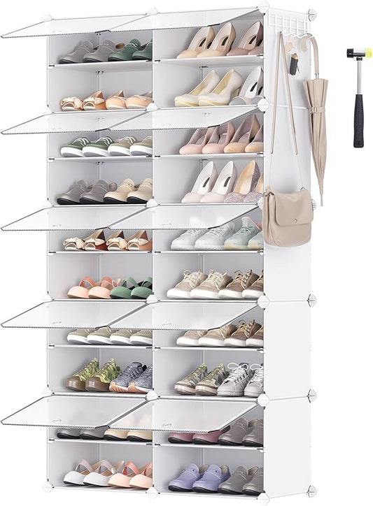 SONGMICS Shoe Rack Organizer, 10-Tier Shoe Storage Cabinet for Closet and Entryway, Holds 40 Pairs of Shoes, Adjustable, White ULPC035W01-NeatNest