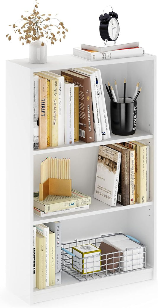 FURINNO JAYA Simple Home 3-Tier Adjustable Shelf Bookcase, White