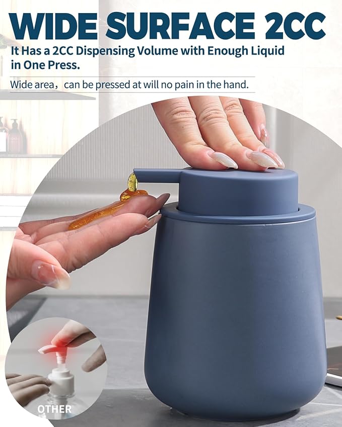 Bosilunlife Soap Dispenser Bathroom - Blue Ceramic Soap Dispenser Lotion Hand Pump Dish Soap Bottle for Kitchen 12oz Refillable Liquid Hand Wash Dispenser for Bathroom-NeatNest