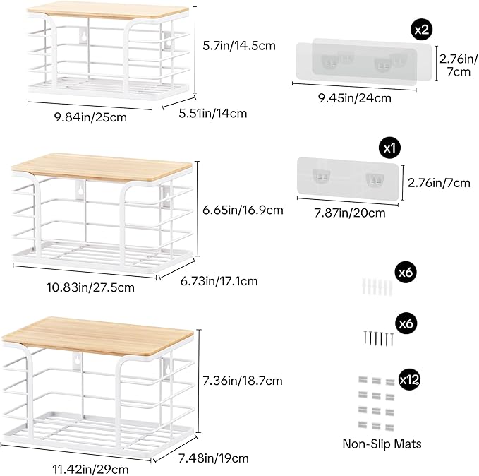 3 Pack Stackable Pantry Organizer,Stainless Steel Trash Bag Holder Dispenser,Kitchen Storage Organization for Kitchen Counter Sink,Laundry Room,Pantry, White-NeatNest