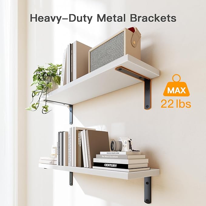 Amada Bathroom Shelves Over Toilet with Storage Basket, Floating Wall Shelves for Home Organization & Wall Decor, Bathroom/Kitchen/Living Room ShelvesWhite-NeatNest