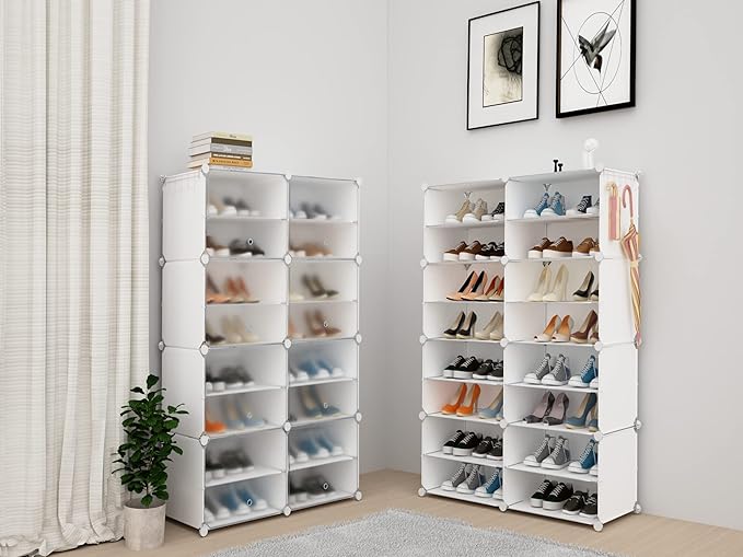Shoe Storage,32 Pairs Shoe Rack Organizer for Closet Shoe Cabinet with Door Shoe Shelves for Closet,Entryway,Hallway,Bedroom-NeatNest