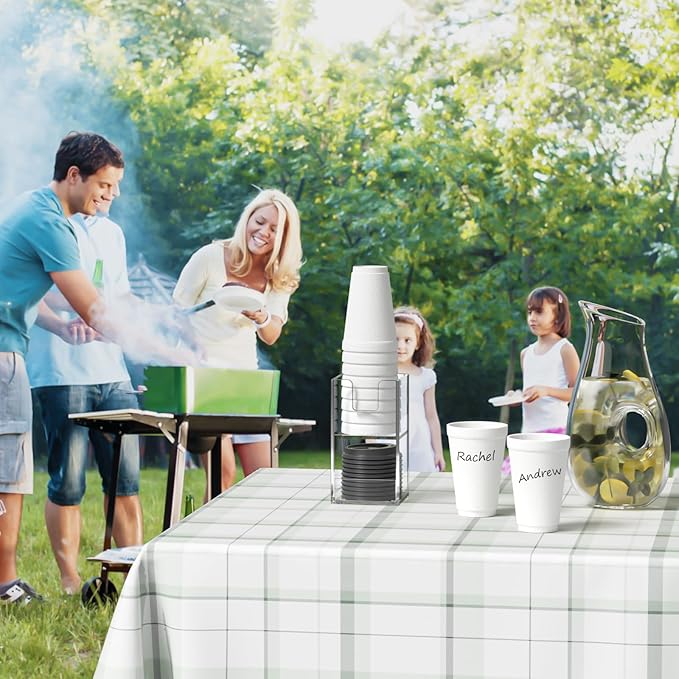 Coffee Condiment and Cup Organizer - 2-Tier Upright Cup and Lid Holder with Straw Organizer 2 Compartments Clear Acrylic Cup Dispenser for Restaurant Breakroom Coffee Station Countertop-NeatNest