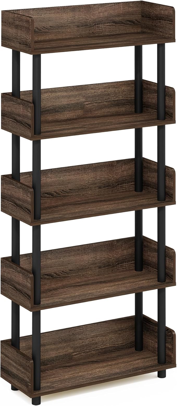 Furinno Turn-N-Tube 5-Tier Toolless Freestanding Multipurposes Display Rack, Walnut-NeatNest