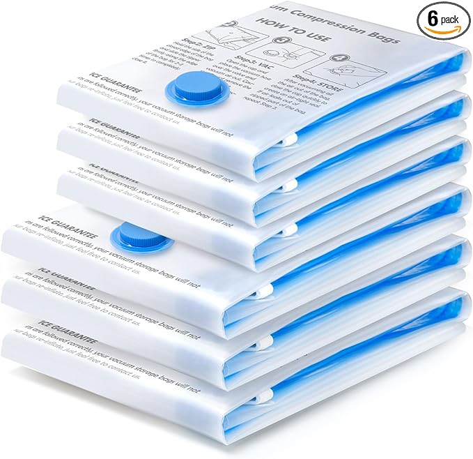 BoxLegend Vacuum Bag 6 Pieces, 3L*80x60cm +3S*60x40cm,Vacuum Storage Bag Travel Vacuum Reusable Garment Bag for Clothing Duvets Bed Wash Pillow Wool Blankets-NeatNest