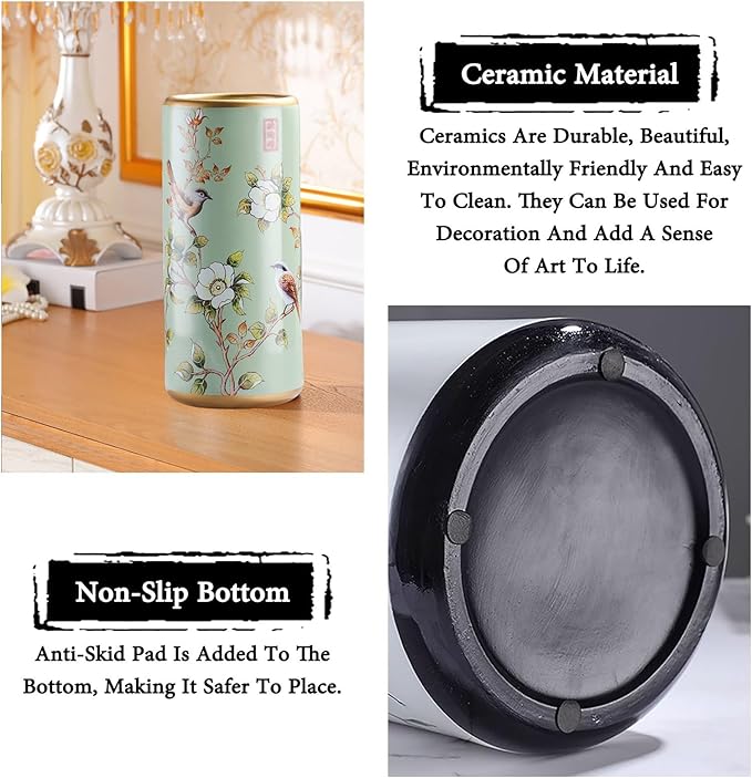 Ceramic Umbrella Stand Living Room Floor-Standing Freestanding Cane Chinese Umbrella Stand Multifunctional Painted Porcelain Vintage Ceramics Flower Vases for Home Office Entrance Indoor(B)-NeatNest