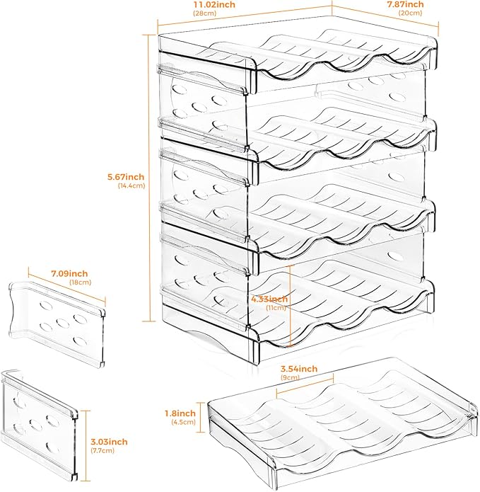 BoxedHome Plastic Water Bottle Organizer and Wine Rack Storage Holder for Inside Cabinet, Kitchen Countertop, Table Top, Pantry, Bars, Cabinets, Fridge - Clear (4 Tier 12 Containers)-NeatNest