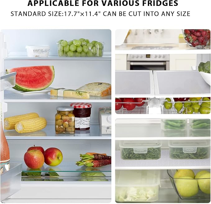 7PCS Shelf Mats Refrigerator Liners Washable Refrigerator Pads Fridge Mats Drawer Placemats Home Kitchen Gadgets Accessories Organization for Top Freezer(White)-NeatNest