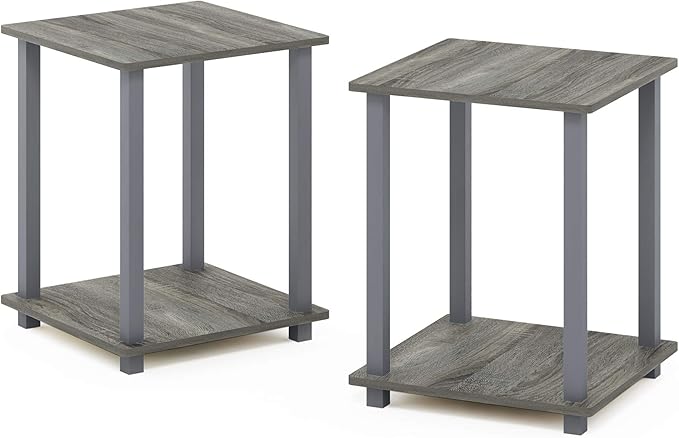 Furinno Simplistic Set of 2 End Table, French Oak Grey/Grey-NeatNest