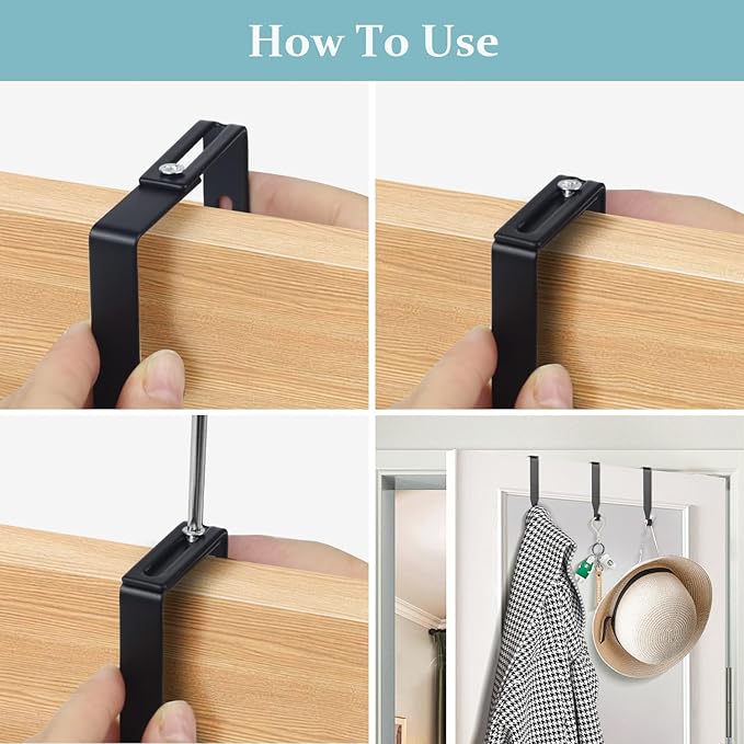 10 Pcs Over The Door Hooks, Adjustable Cubicle Hooks, Premium Metal Cubicle Door Hangers, Fit 1 3/8" to 3 1/2" Panels Heavy Duty Holder for Clothes, Towels, Hats, Coats, Black
