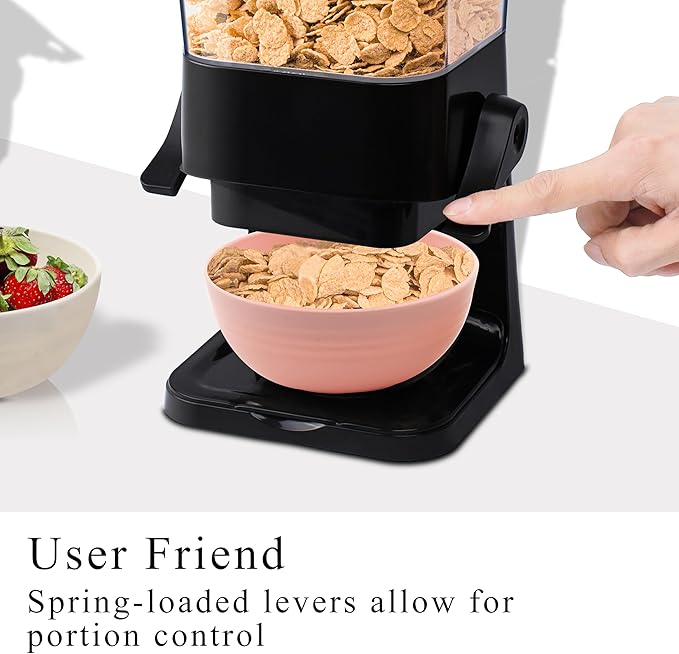 Cereal Dispenser Countertop Black 2 Pack with Bowls Spoons Cutlery Box, 5.5 QT Dry Food Dispenser Snack Organizer Containers Storage for Pantry Kitchen Organization Oatmeal Nut-NeatNest