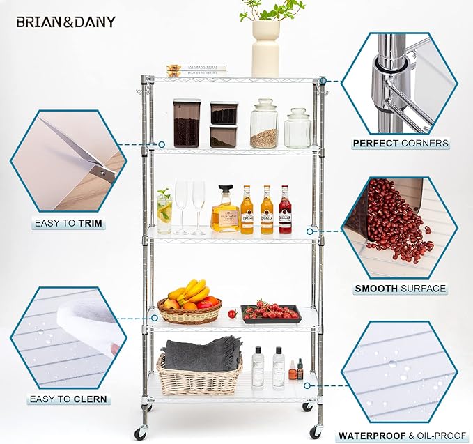 BRIAN & DANY Wire Shelf Liner 14" X 30", Heavy Duty Shelf Liners for Wire Shelving, Waterproof Protector Mats, Set of 4, Transparent-NeatNest