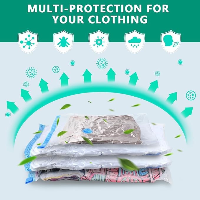 Morecoo Vacuum Storage Bags with Electric Pump & New Air Valve, 10 Pack Space Saver Bags (5 Jumbo/5 Large) for Clothes, Comforters, Blankets - Press & Pump Compression Bags for Travel Essentials-NeatNest