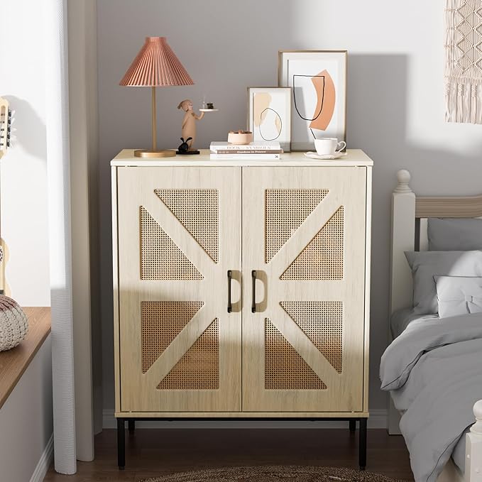 Buffet Cabinet with Storage Sideboard Accent Modern Credenza with Doors & Shelves 32.9" Tall Media Console Mid Century Coffee Bar Table for Living Room Kitchen Dining Room Hallway-NeatNest