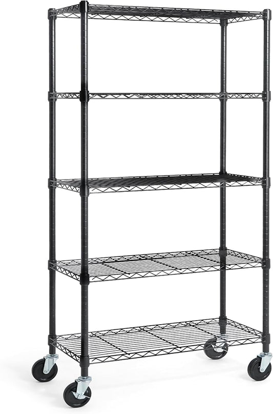 CAPHAUS NSF Commercial Grade Heavy Duty Wire Shelving w/Wheels, Leveling Feet & Liners, Storage Metal Shelf, Garage Shelving, Utility Wire Rack Shelves, 30 x 14 x 64 5-Tier w/o Liner-NeatNest