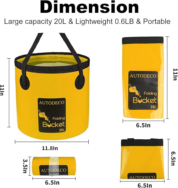 AUTODECO Collapsible Bucket 5 Gallon Container Folding Water Bucket Portable Wash Basin 20L-NeatNest