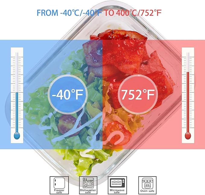 18 Piece Glass Food Storage Containers with Lids, Glass Meal Prep Containers, food storage Containers for Food Storage with Lids, BPA Free & Leak Proof (9 lids & 9 Containers)-NeatNest