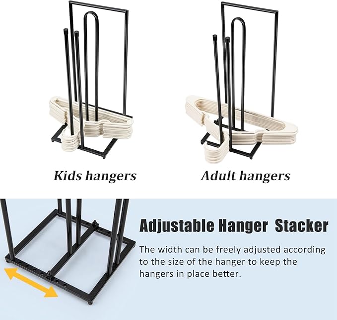 Hanger Stacker, Metal Hanger Storage Organizer Hold up to 60 Velvet Hangers, Space Saver Clothes Hanger Holder for Closet and Laundry, Black-NeatNest