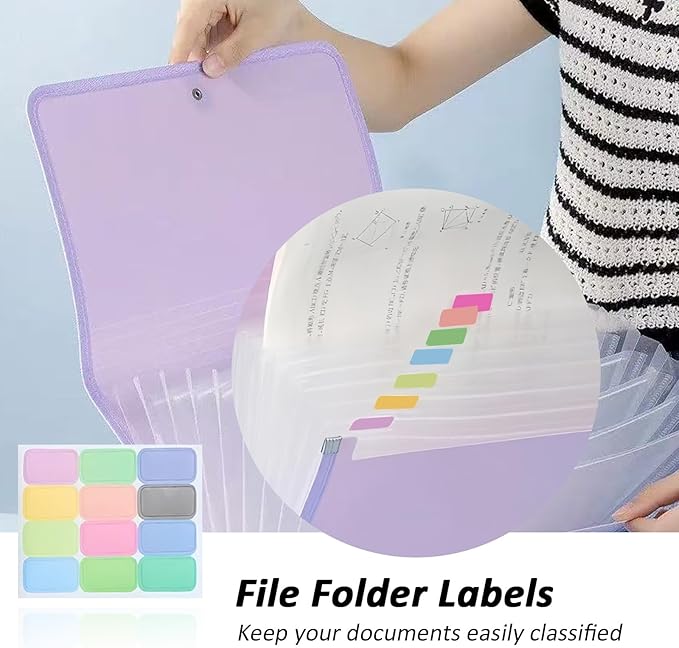 Expanding File Folder with Labels,File organizer 13 Pockets File Organizer Accordion Filing Folder Expandable File Folder,Portable Bill Receipt Organizer for Home School Office Supplies,Letter A4 Size