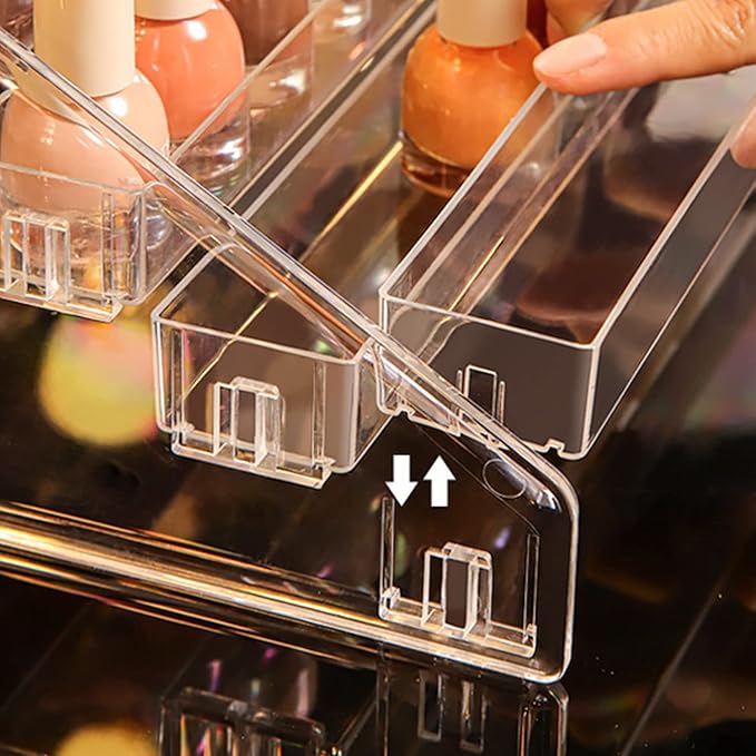 Nail Polish Organizer 48 Bottles of 4 Layers Sunglass Organizer Acrylic Display Rack Eyeglasses Storage Essential Oils Holder Makeup Organizer No Tool Needed Assembly, Clear-NeatNest