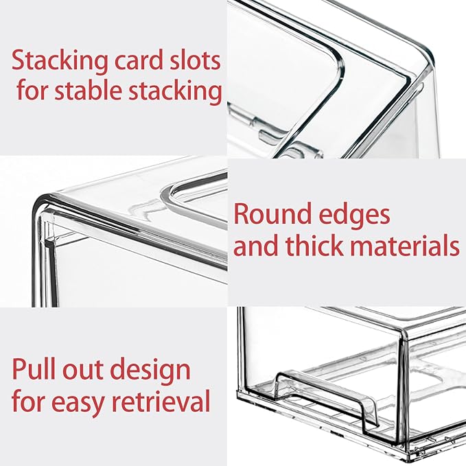 6 Pack Stackable Organizer Drawers, Clear Desk Storage Box,Transparent Drawer in Home, Office and Kitchen Pull Out Organizer Bins for Make Up, Jewelry, Pen, Desktop Stationary (6L drawer)-NeatNest