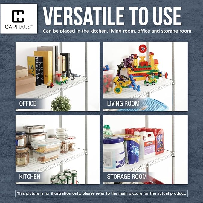 CAPHAUS NSF Commercial Grade Wire Shelving w/Wheels, Leveling Feet & Liners, Storage Metal Shelf, 36 x 18 x 76 5-Tier No Liner (RWW-CH36185HDW-BK@CH-CM)-NeatNest