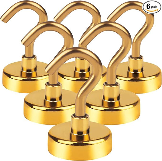 DIYMAG Magnetic Hooks, 30Lbs Strong Heavy Duty Cruise S-Hooks for Classroom, Fridge, Hanging, Kitchen etc, (6 Pack-Yellow)-NeatNest